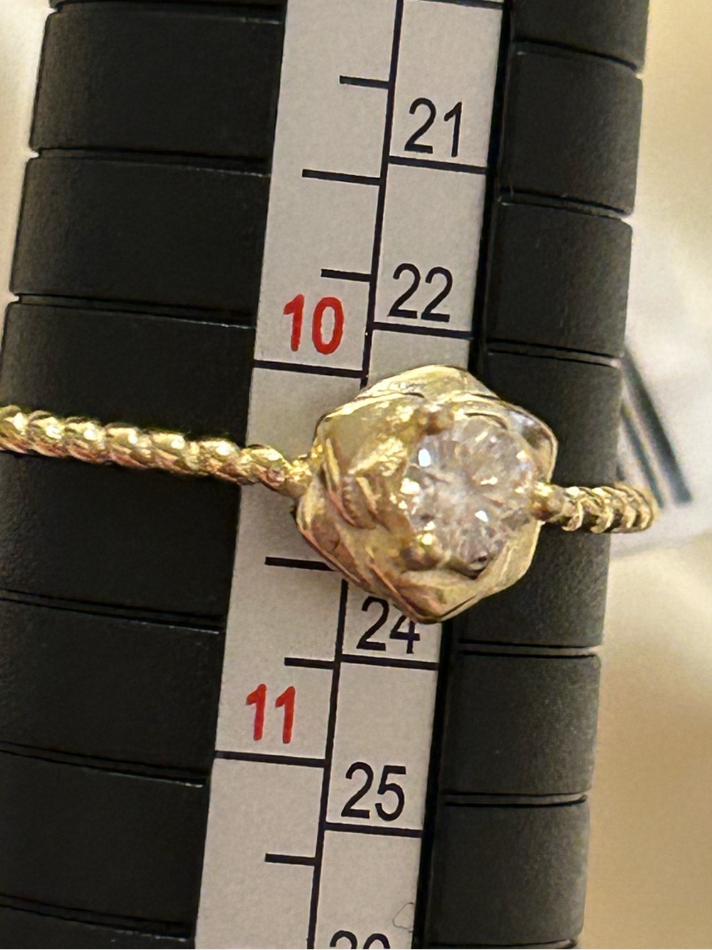 Gold over Sterling Silver Twisted Band Rose Moissanite Ring size 10.25